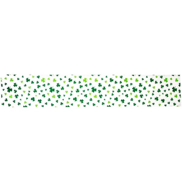 Shamrock St. Patrick's Day Table Runner-72"-White and Green