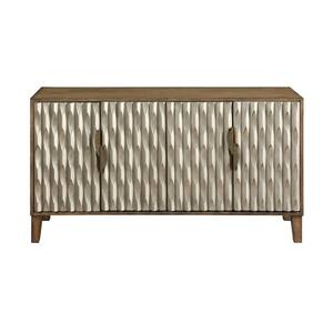 Fossil Brown and Metallic 58 in. Credenza with 4-Doors