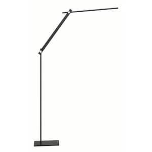 Kovacs 54.68 in. Anodized Brushed Black Modern 1-Light Dimmable LED Standard Floor Lamp for Living Room with Metal Shade
