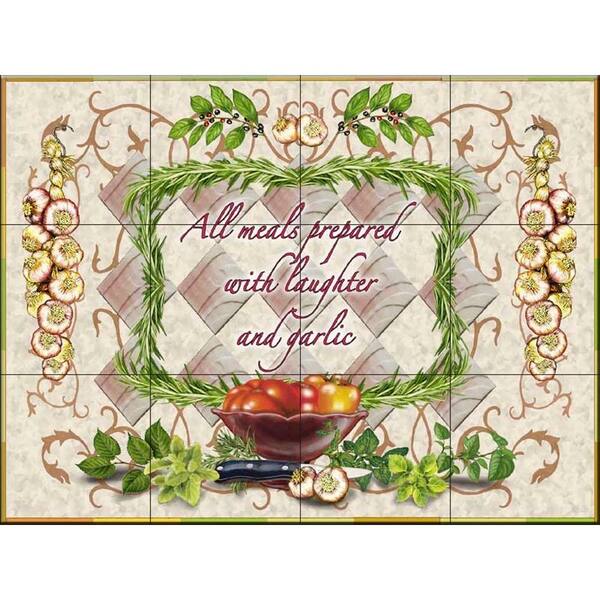 The Tile Mural Store Laughter and Garlic 17 in. x 12-3/4 in. Ceramic Mural Wall Tile