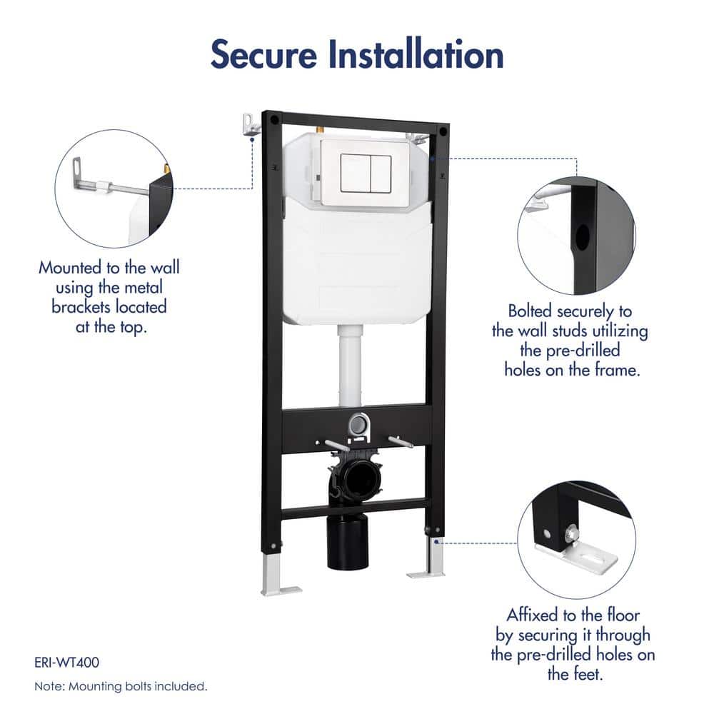 Hampton Matte Black Elongated Wall Mounted Dual Flush Toilet