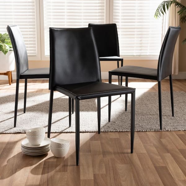 Pascha Black Faux Leather Upholstered Dining Chair (Set of 4)