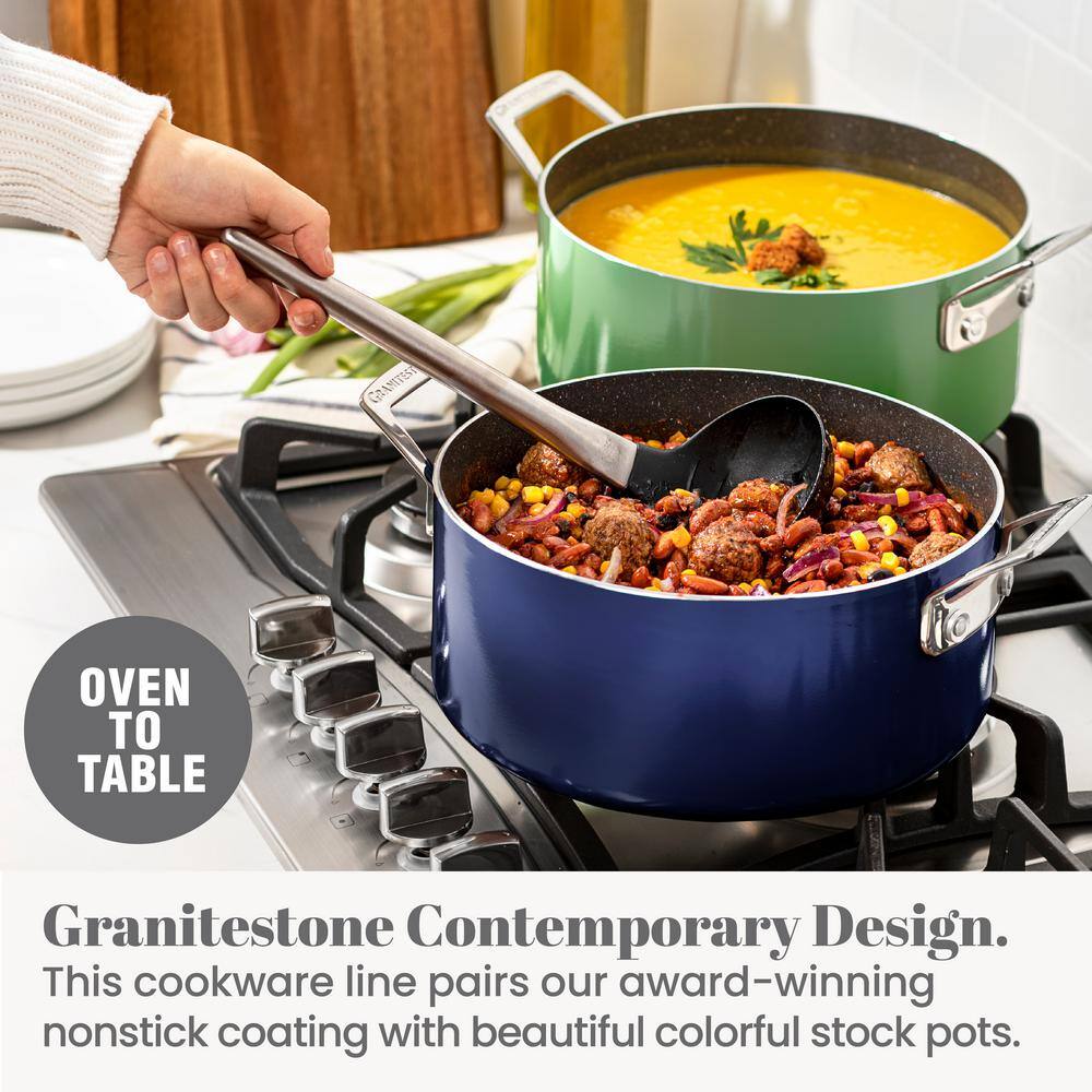 Blue Aluminum Nonstick 5-Quart Stock Pot with Glass Lid