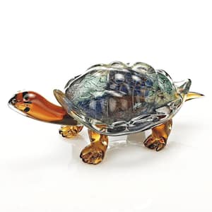6 .5 in. Multicolor Mouth Blown Turtle Art Glass