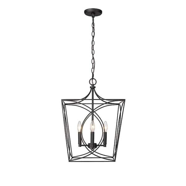 Tracy 15.87 in. 4-Light Matte Black Indoor Pendant Light