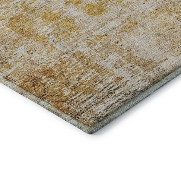 Mayfield Premium Machine Washable Abstract AMF1169 Gold 10 ft. x 14 ft. Area Rug