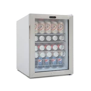 17 in. 90 (12 oz.) Can Cooler 2.1 cu. ft. Beverage Cooler Fridge Stainless steel with Lock