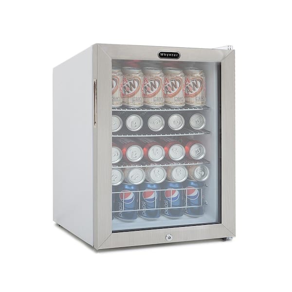 Whynter 17 in. 90 (12 oz.) Can Cooler 2.1 cu. ft. Beverage Cooler Fridge Stainless steel with Lock