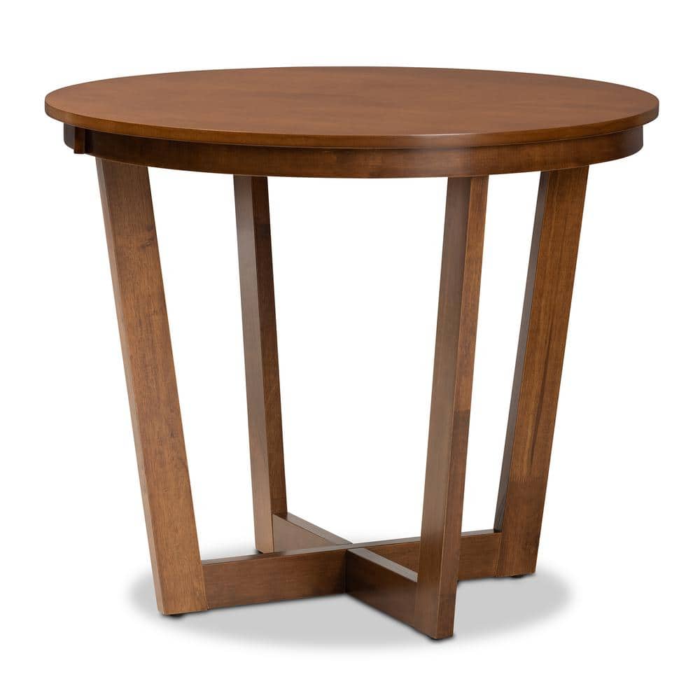 Aggie Grey Fabric and Walnut Wood 5-Piece Circular Dining Set