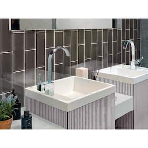 Ash Gray 4 in. x 16 in. Polished Glass Mosaic Tile (5.33 sq. ft./Case)