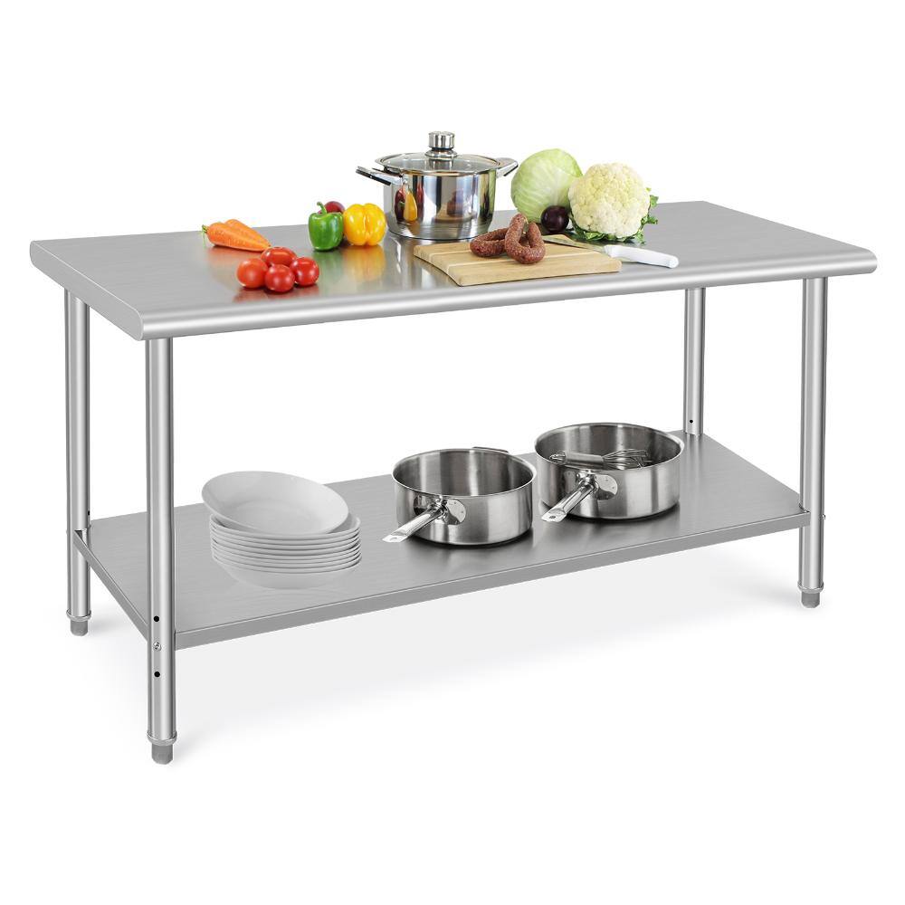 Heavy Duty Stainless Steel Commercial Work Table 60x24 Inch Metal Prep Station with Adjustable Undershelf and Backsplash price history on PriceWatchPro