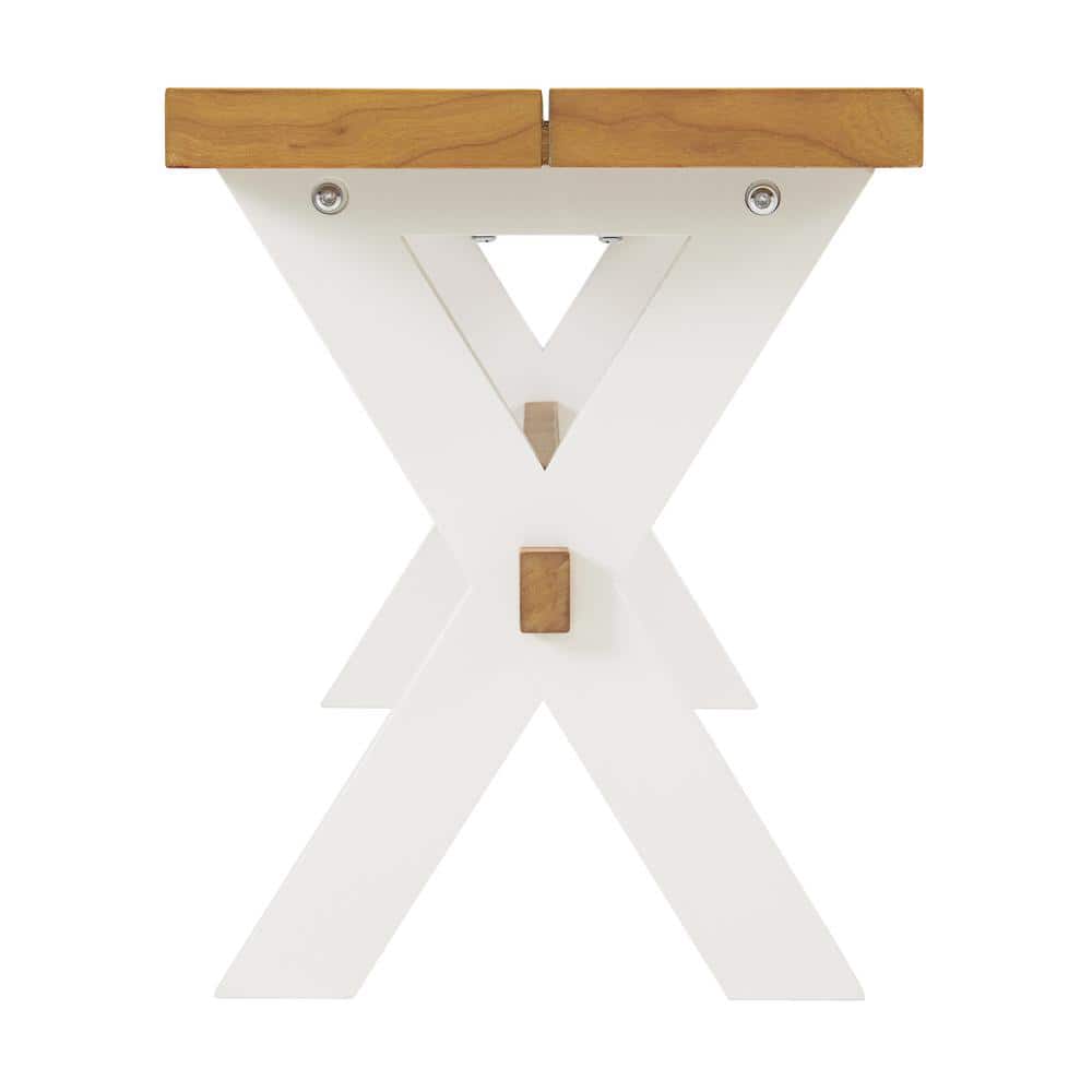Chelsea 48" Warm Cherry and White Dining Bench with X-Leg Base