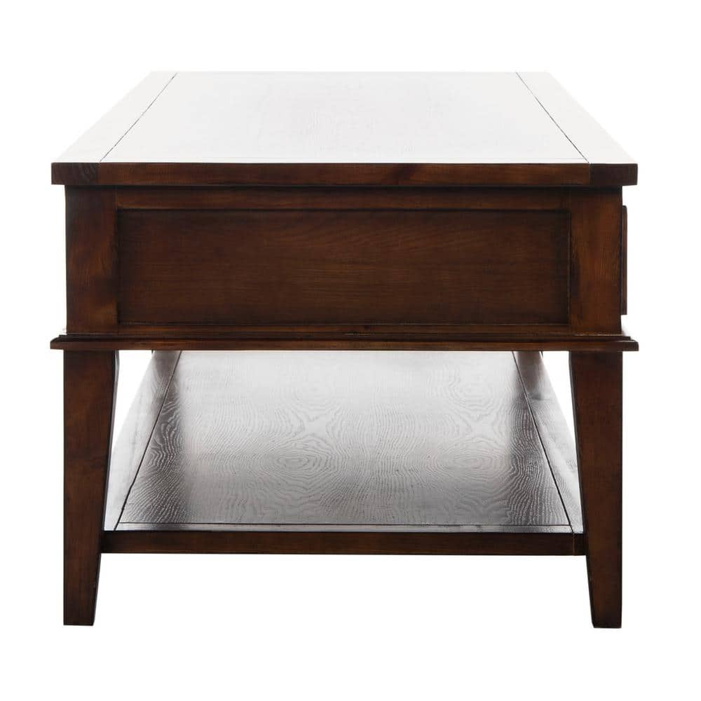 Transitional Sepia Brown Wood Coffee Table with 3 Drawers