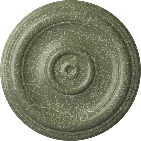 Ekena Millwork 12" x 1" Traditional Urethane Ceiling Medallion (Fits Canopies upto 2-3/4"), Athenian Green Crackle