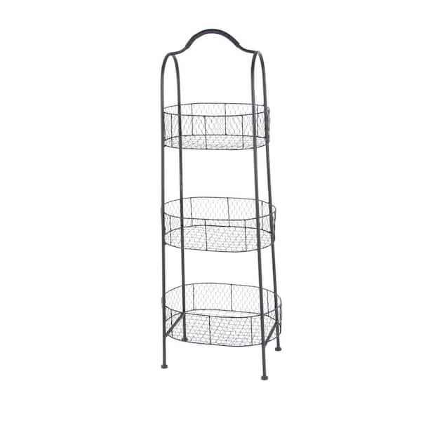 Litton Lane 41 in. Black Metal Farmhouse Storage Cart