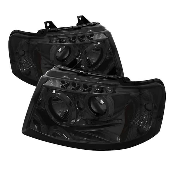 Ford Expedition 03-06 Projector Headlights - LED Halo - LED ( Replaceable LEDs ) - Smoke