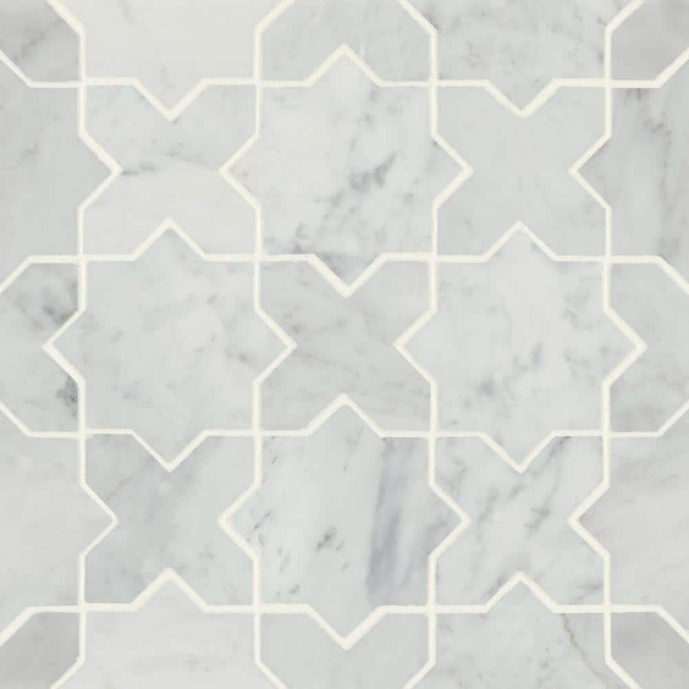 Monet 4 in. x 4 in. Honed White Carrara Marble Mosaic Tile (5.1 sq. ft./Case) price history on PriceWatchPro