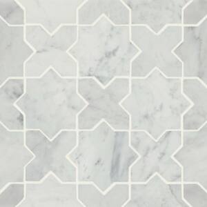 Monet Square 4 in. x 4 in. Honed White Carrara Marble Mosaic Tile (5.1 sq. ft./Case)
