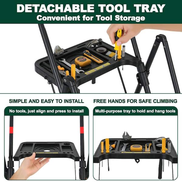 Tatayosi 6-Step Compact Metal Step Stool Ladder with Tool Tray