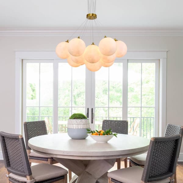 PAKOKULA Modern 25.6 in 13-Light Gold Bubble Chandelier with White