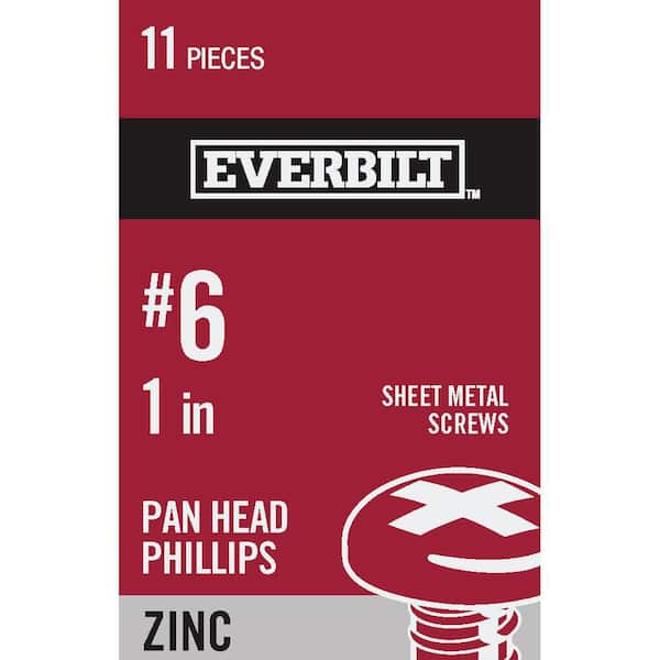 Everbilt #6 x 1 in. Phillips Pan-Head Sheet Metal Screws (11-Piece per Pack)