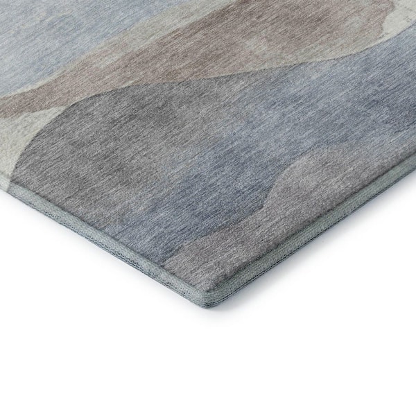 Mayfield Premium Machine Washable Abstract AMF1966 Sky 3 ft. x 5 ft. Area Rug