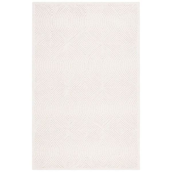 Textural 6 ft. x 9 ft. Ivory Monochrome Geometric Area Rug