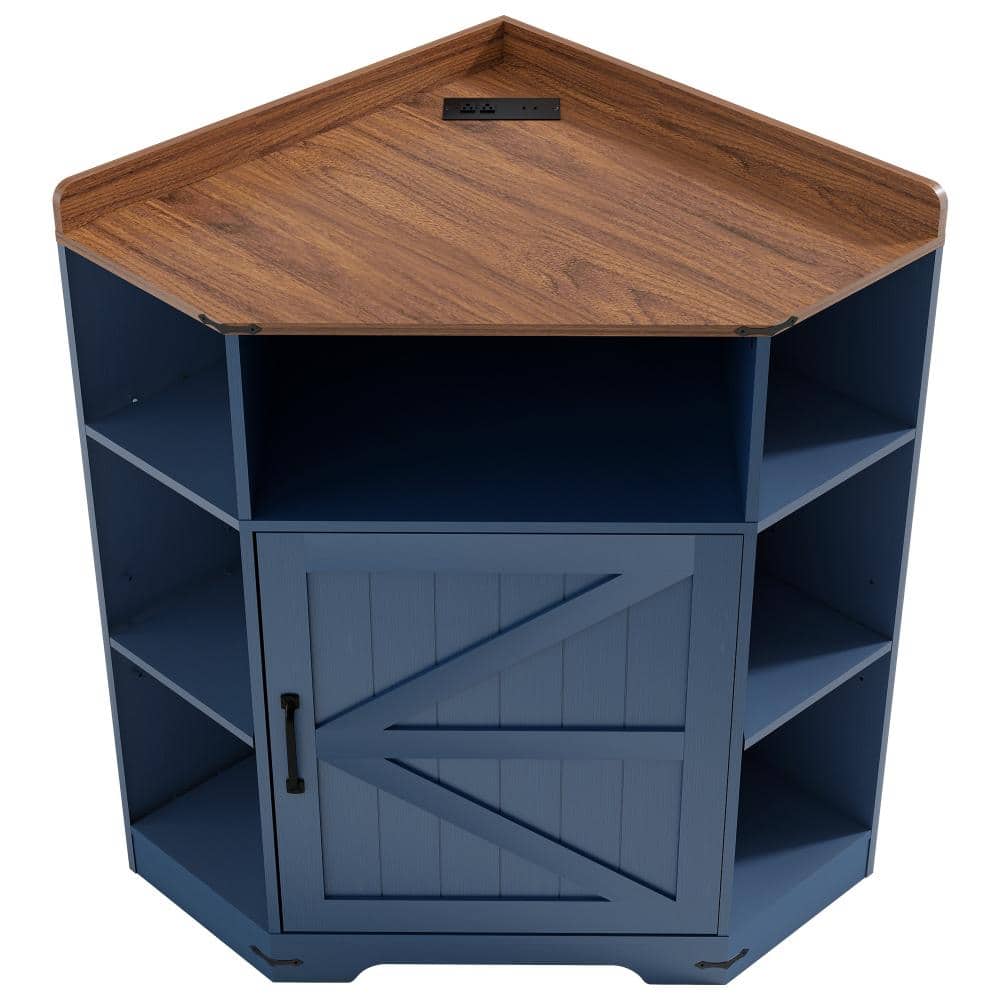 32.28 in. W x 23.6 in. D x 33.97 in. H Blue Linen Cabinet with USB Ports and Outlets Industrial Organizer price history on PriceWatchPro