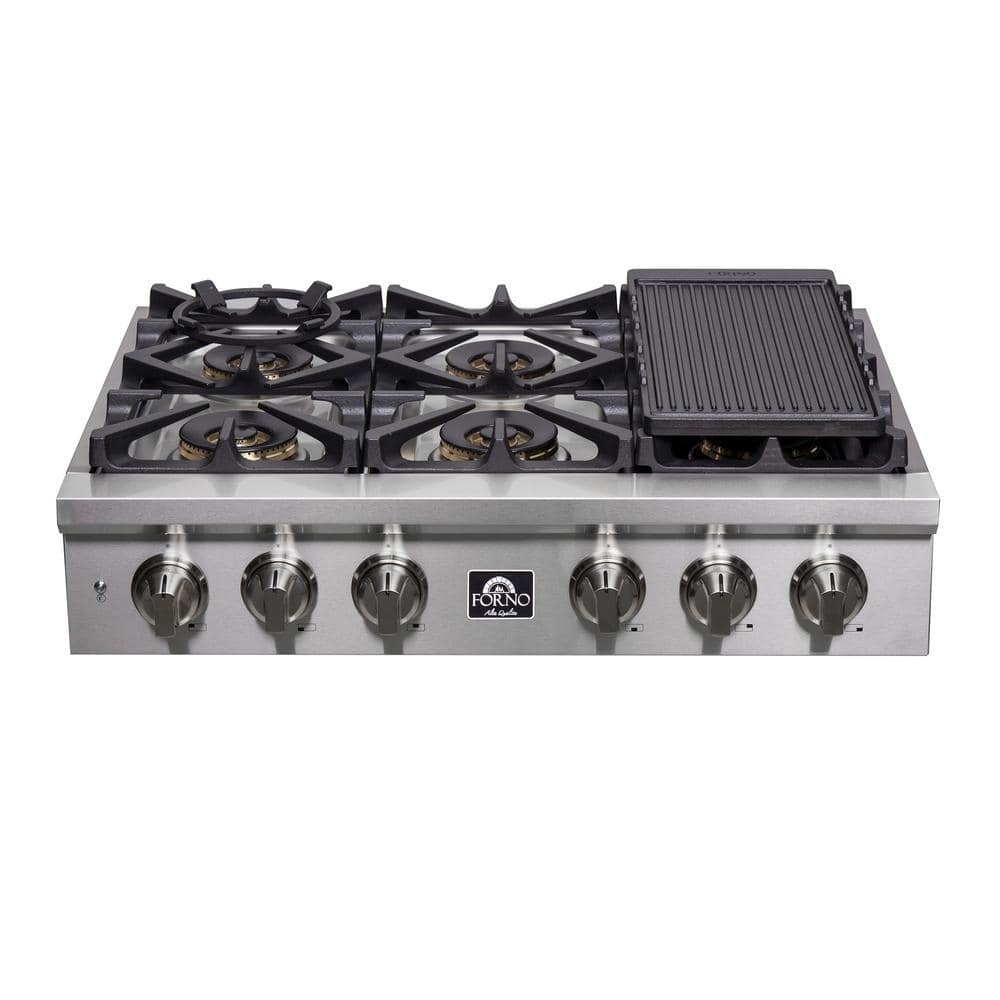 36" Stainless Steel 6 Burner Propane Gas Rangetop