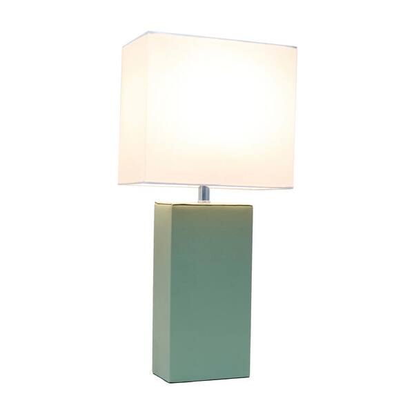 Lalia Home 21 in. Sage Green Lexington Leather Base Table Lamp with White  Fabric Shade LHT-3008-SG - The Home Depot