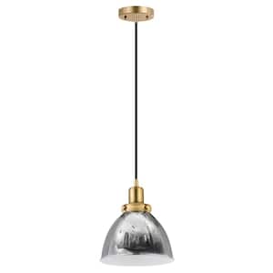 Madison 1-Light 8 in. Polished Nickel and Brass Pendant with Metal Shade