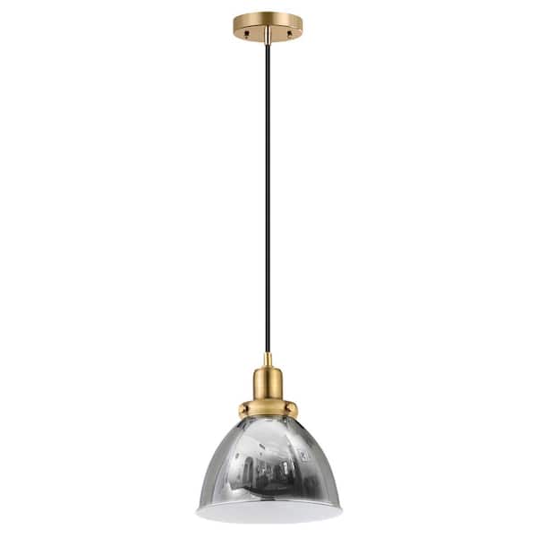 Meyer&Cross Madison 1-Light 8 in. Polished Nickel and Brass Pendant with Metal Shade