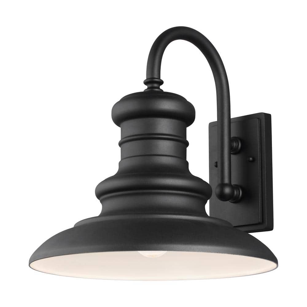 Textured Black Aluminum Outdoor Wall Sconce with Dimmable Light