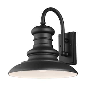 Redding Station 15 in. 1-Light Textured Black Outdoor 15.625 in. Wall Lantern Sconce