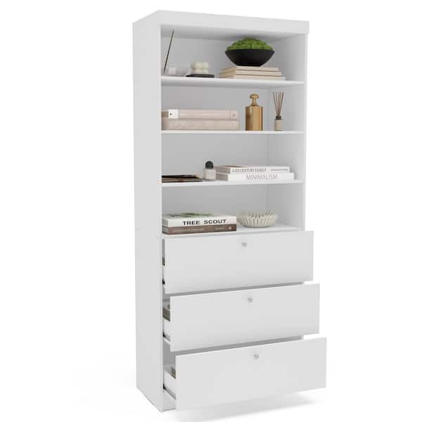 Warson White 85 in. H Storage Cabinet with 3 Shelves and 3 Drawers