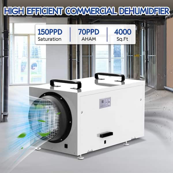 Edendirect 150 pt. 4,000 sq.ft. Industrial Dehumidifier in White 
