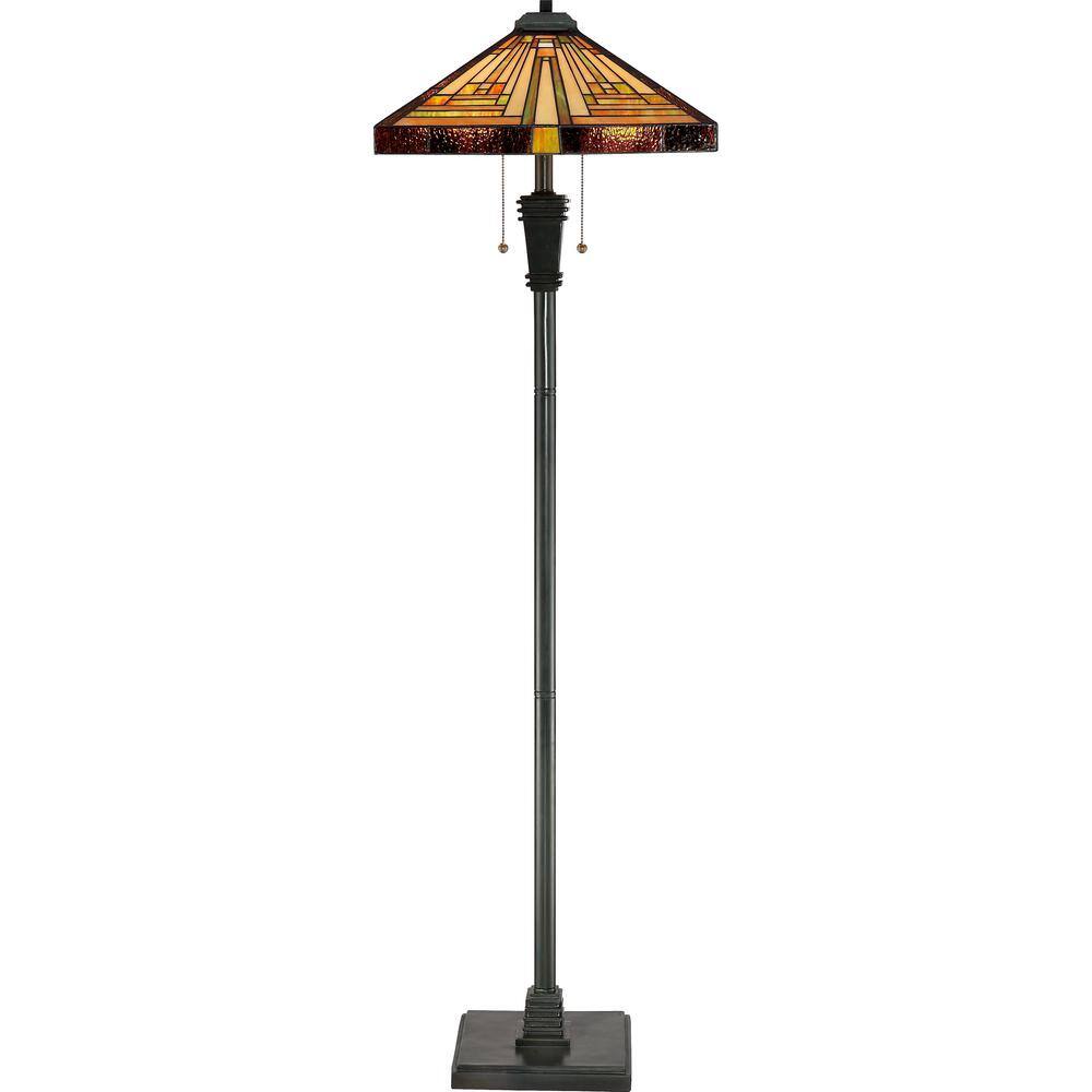Stephen Geometric Tiffany-Style Bronze Floor Lamp, 59.5" Height