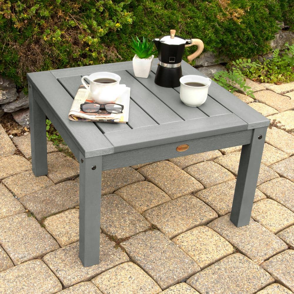 Coastal Teak Gray Plastic Outdoor End Table