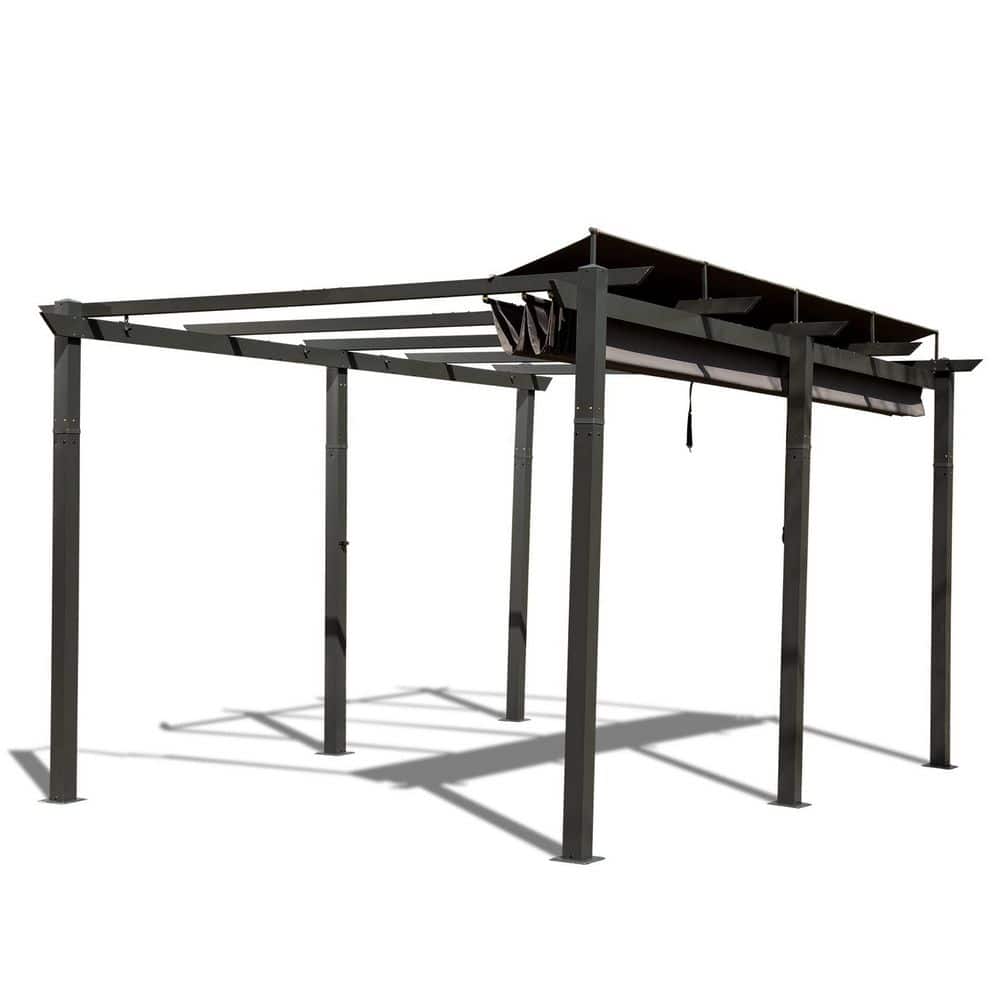 11 ft. x 16 ft. Outdoor Retractable Pergola with Weather-Resistant Canopy Patio Gazebo in Dark Gray price history on PriceWatchPro