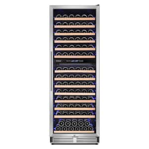 23.54 in Dual Zone Cellar Cooling Unit in Silver 154-Wine Bottles Two Shapes of Door Handles Removable Shelves Blue LEDs
