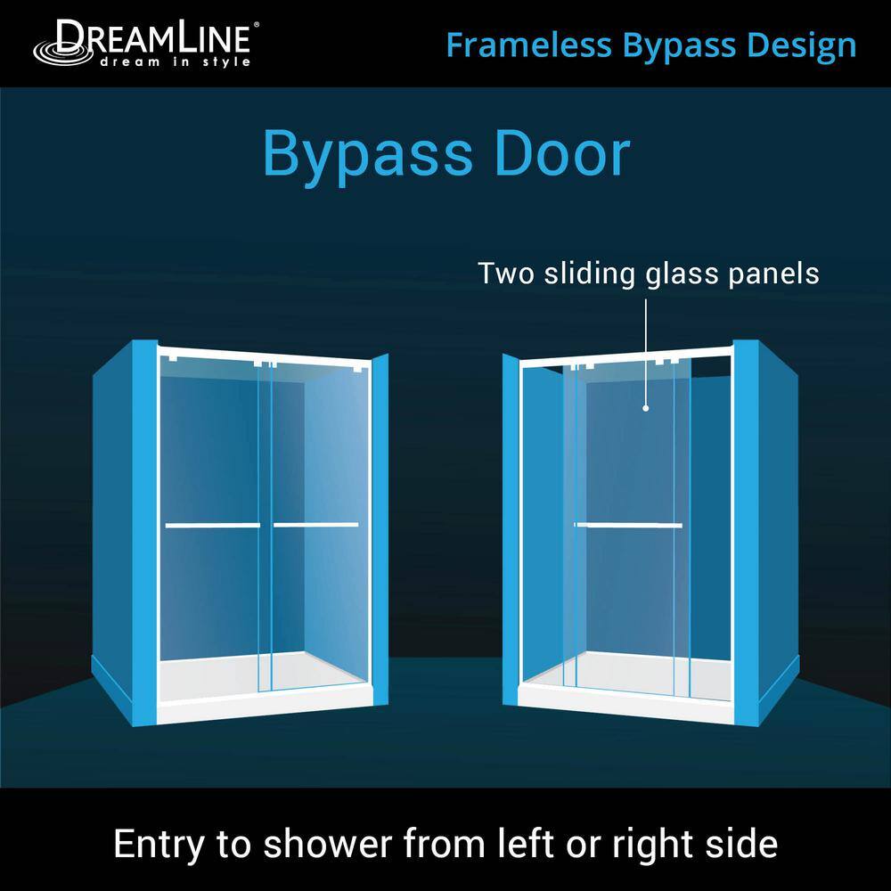 Encore 48" x 32" Black Semi-Frameless Rectangular Shower Enclosure