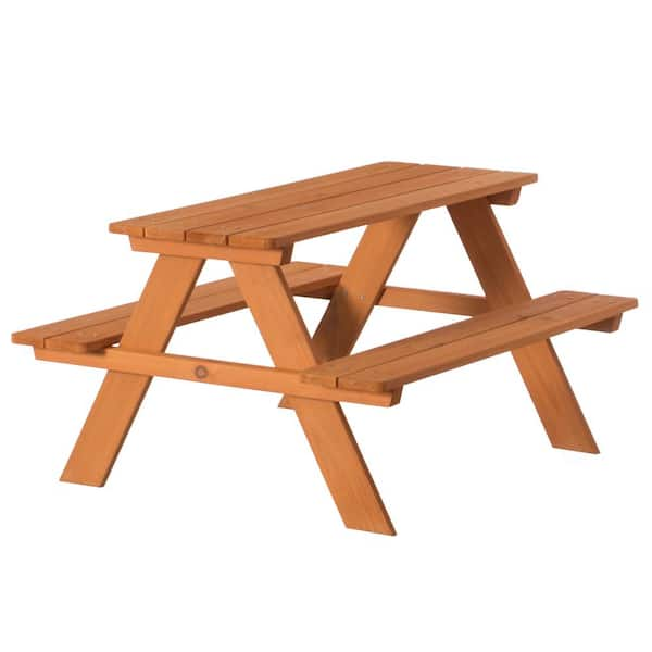 Wooden Kids Outdoor Picnic Table Kit for Garden and Backyard, Stained