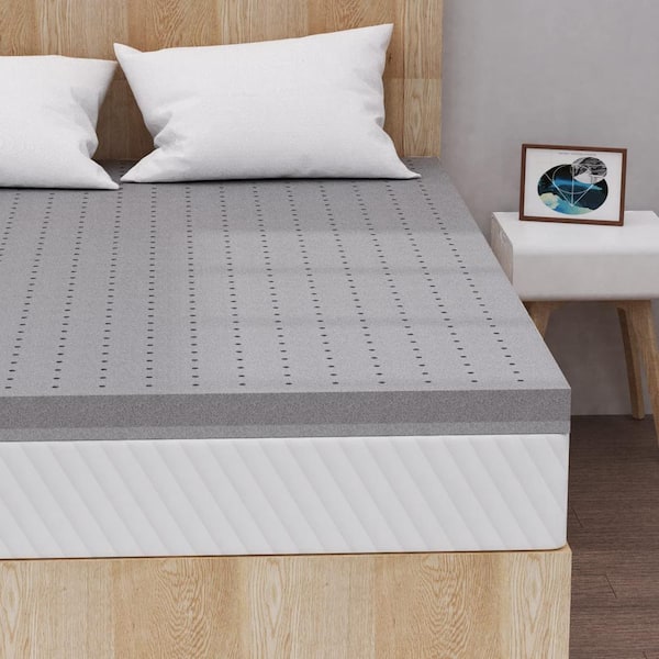 Maxzzz Medium 2 in. King Bamboo Charcoal Memory Foam Mattress Topper