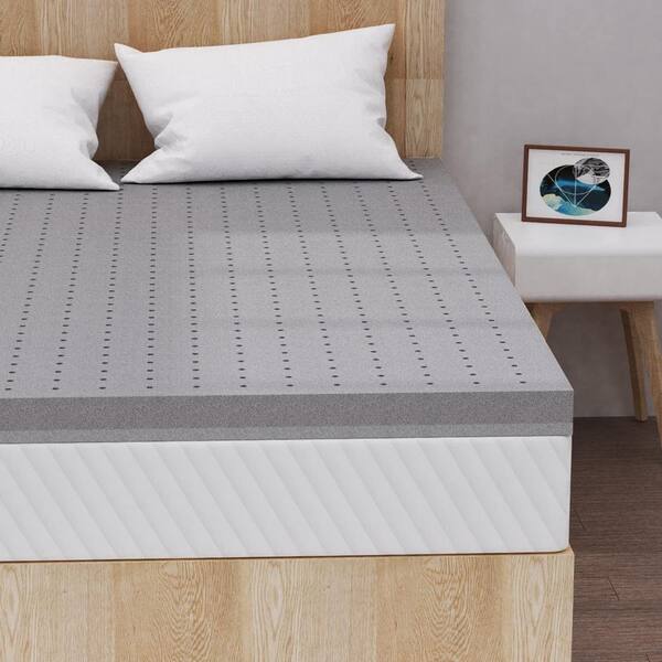 Maxzzz Firm 4 in. King Bamboo Charcoal Memory Foam Mattress Topper HD