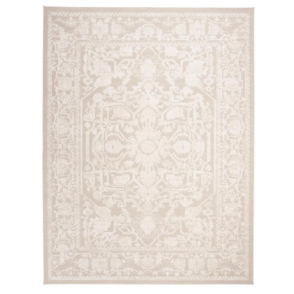 Reflection Cream/Ivory 12 ft. x 18 ft. Border Floral Area Rug