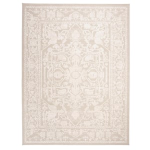 Reflection Cream/Ivory 8 ft. x 10 ft. Border Floral Area Rug