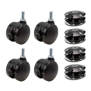 2 in. Black Furniture Swivel Brake Caster 440 lbs. Load Rating for 2 in. Round, 16 up to 18 gauge tubing (4-Pack)
