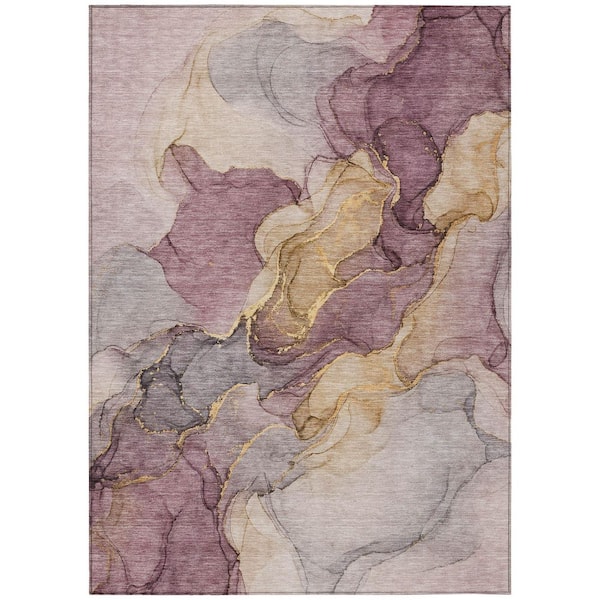 Chantille Machine Washable Indoor/Outdoor Abstract ACN3119 Plum 5 ft. x 7 ft. 6 in. Area Rug