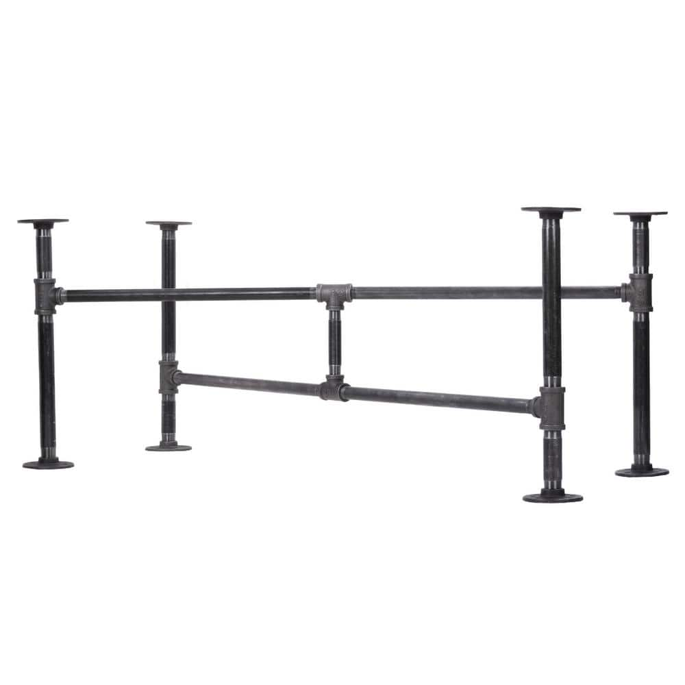 Pipe Decor 34 In X 35 Ft L X 18 In H Black Steel Pipe Turnpike Design Coffee Table Kit 365 7240