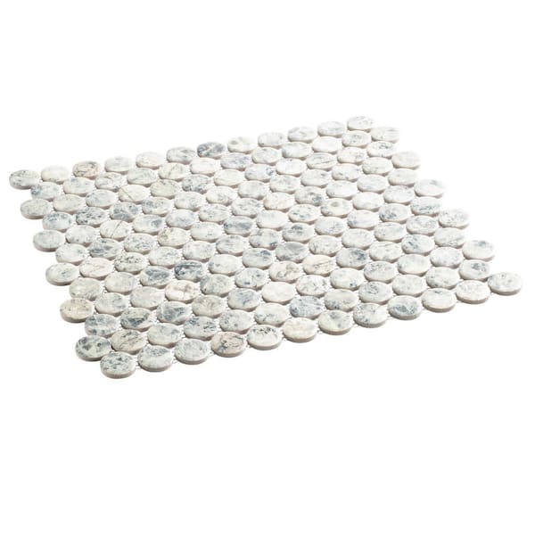 Estavo Barla Grey 3/4 in. x 3/4 in. Penny Round Matte Porcelain Floor and Wall Mosaic Tile (9.5 sq. ft./Case)